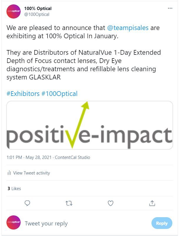 Positive Impact welcome to 100 optical